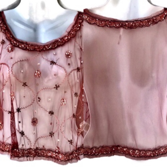 Free People Sheer Crop Tee W Copper Embroidery, XS - Picture 4 of 8